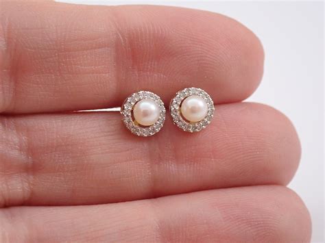 pearl and diamond earrings stud